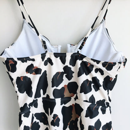 NWOT Nancy Lay one piece leopard swim suit - size Small