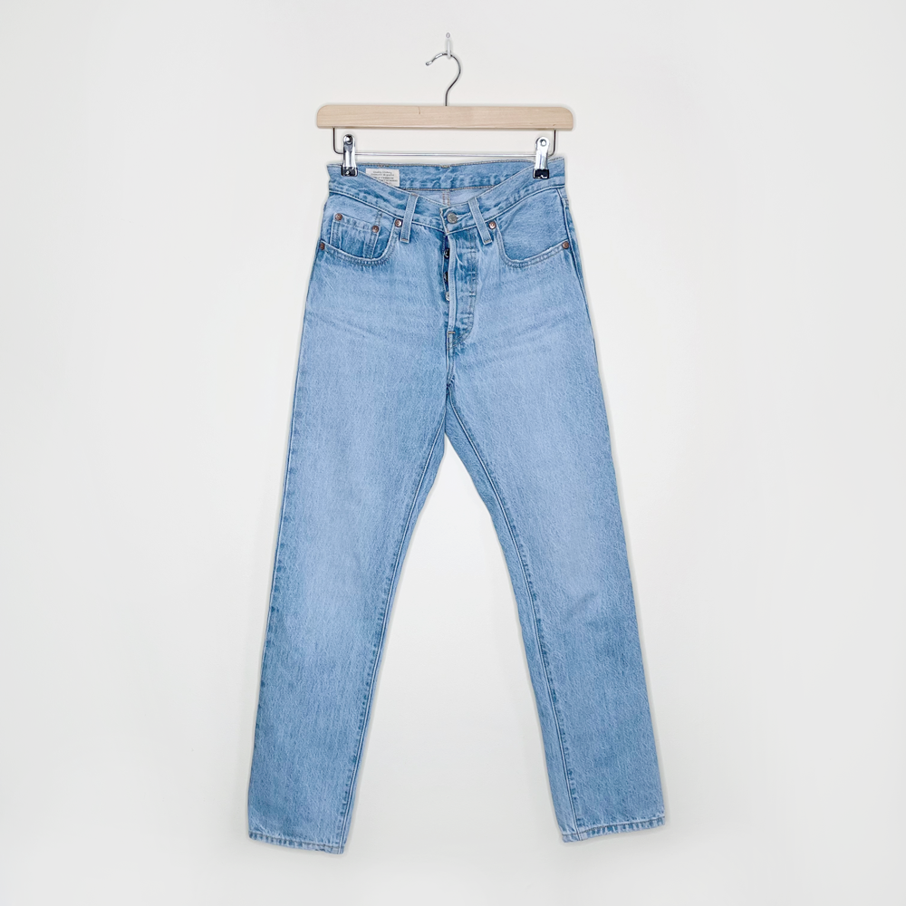 levi's high rise 501 button fly straight leg jeans - size 24