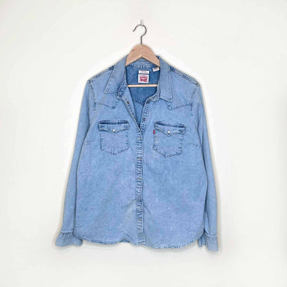 levi's ultimate western snap button stretch denim shirt - size 2xl