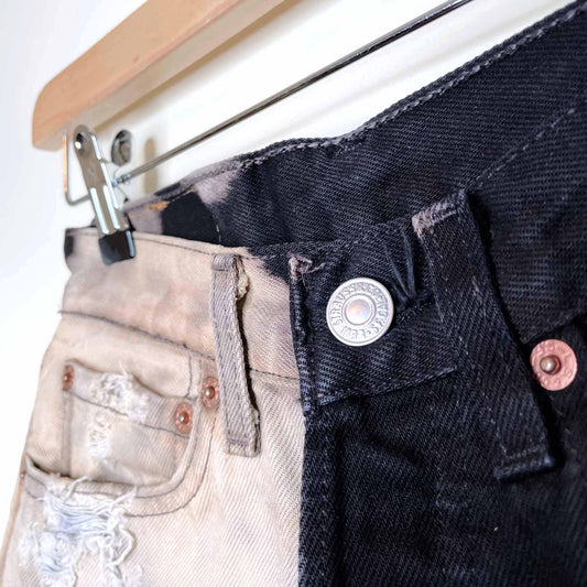 levi's 501 cut off bleach dye high rise jean shorts - size 24/25