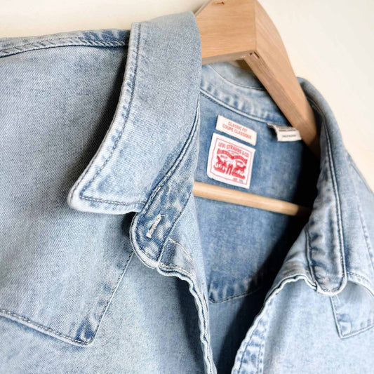 levi's ultimate western snap button stretch denim shirt - size 2xl