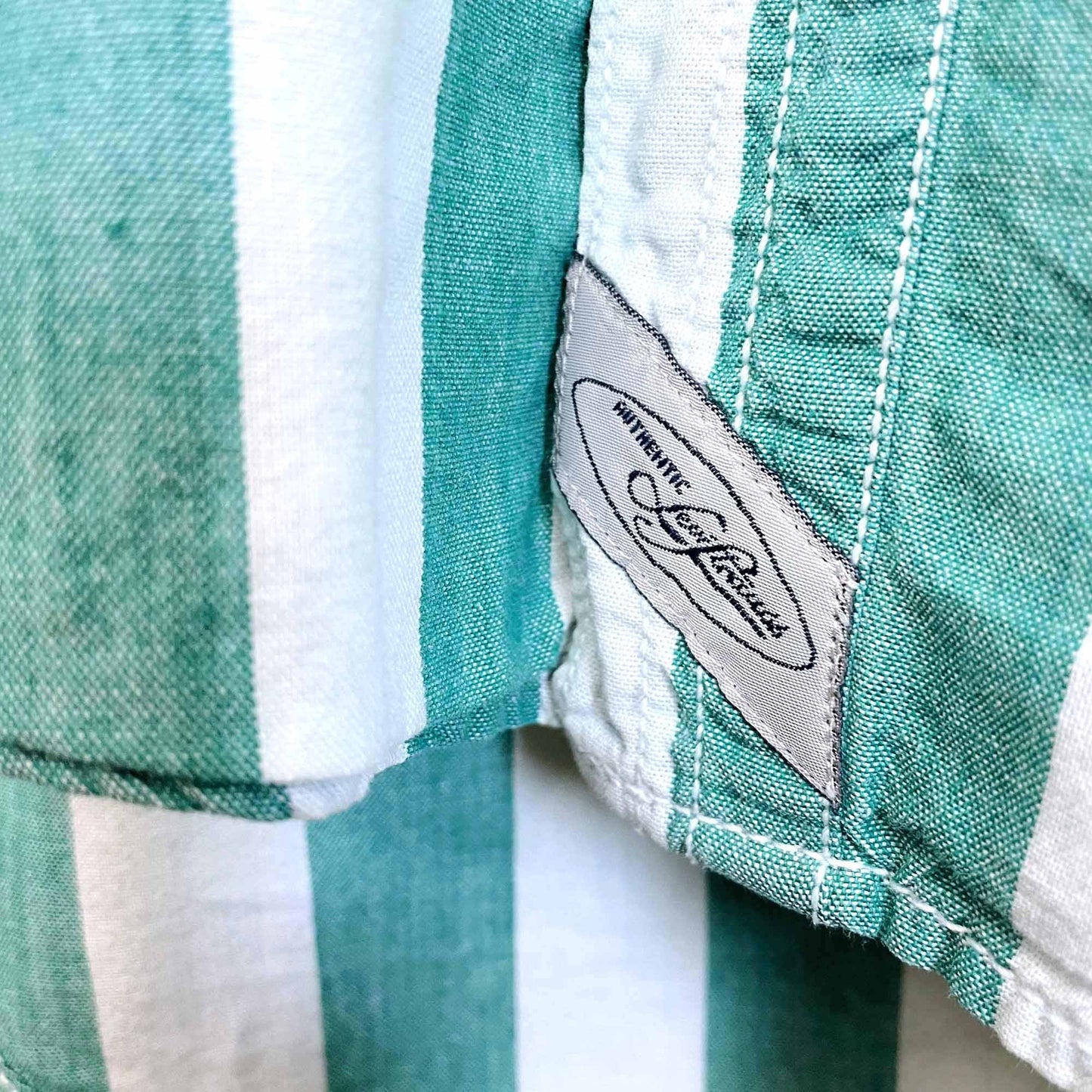 vintage levi's green stripe button down shirt - size large