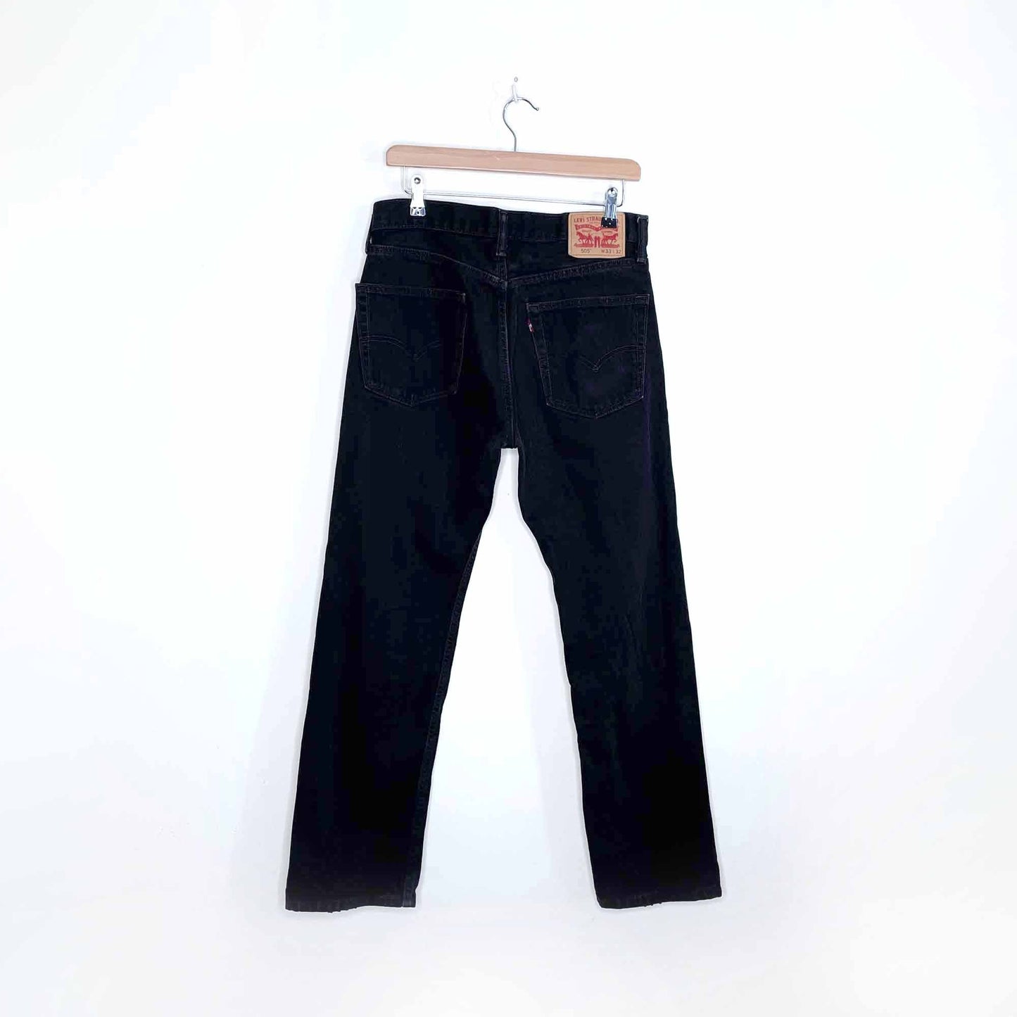 levi's mens black 505 straight regular fit jeans - size 33