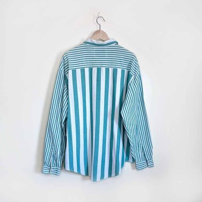 vintage levi's green stripe button down shirt - size large