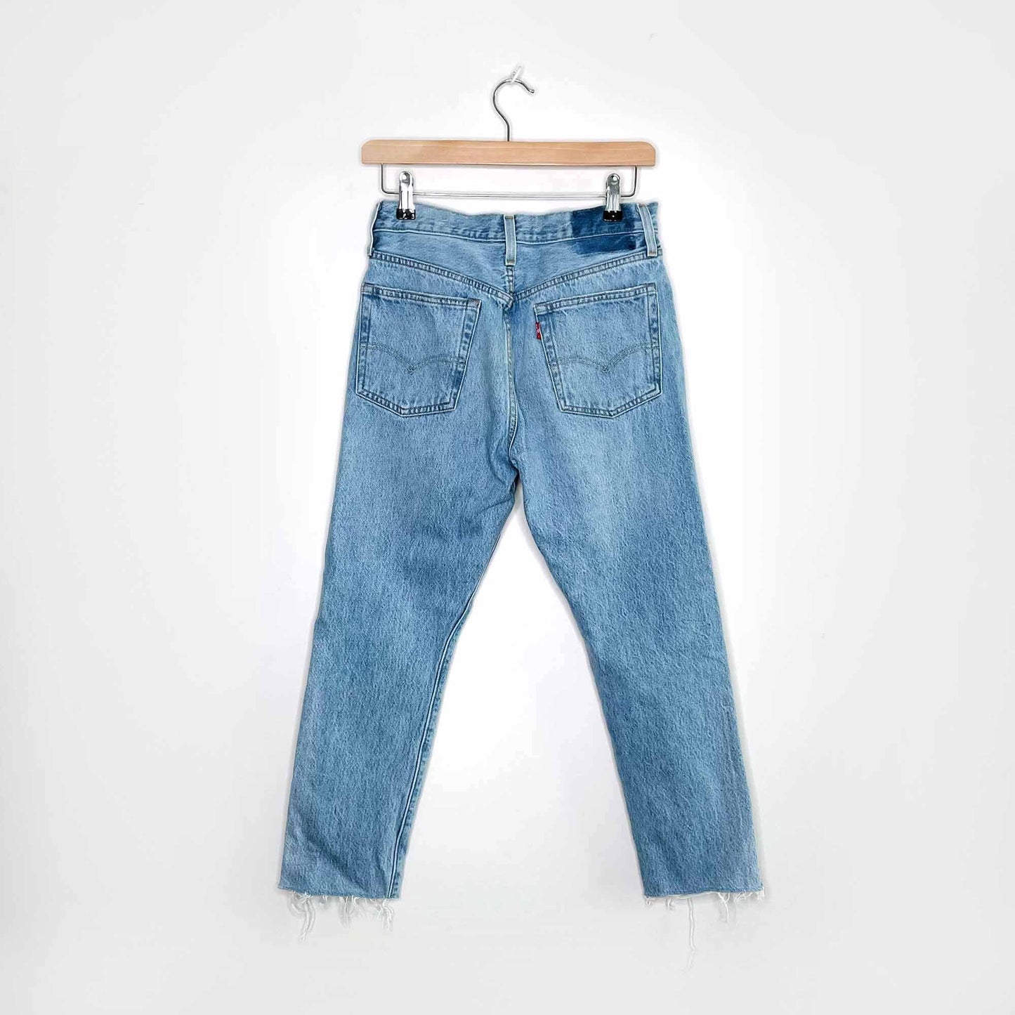 Levi's 501 high rise skinny jeans light wash raw hem - size 27