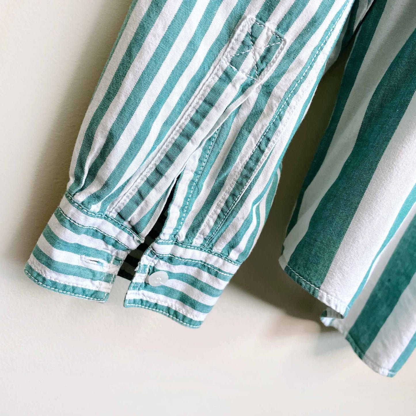 vintage levi's green stripe button down shirt - size large