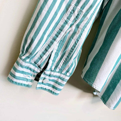 vintage levi's green stripe button down shirt - size large
