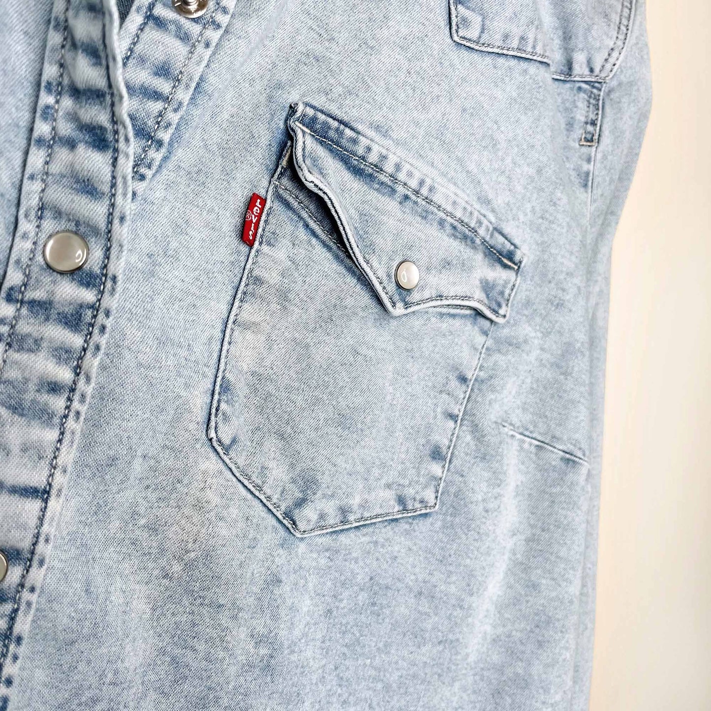 levi's ultimate western snap button stretch denim shirt - size 2xl