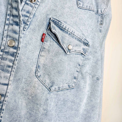 levi's ultimate western snap button stretch denim shirt - size 2xl