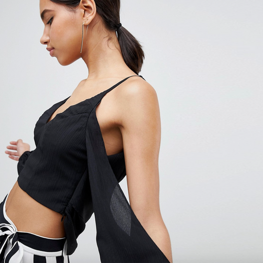 parallel lines cold shoulder crop top - size small