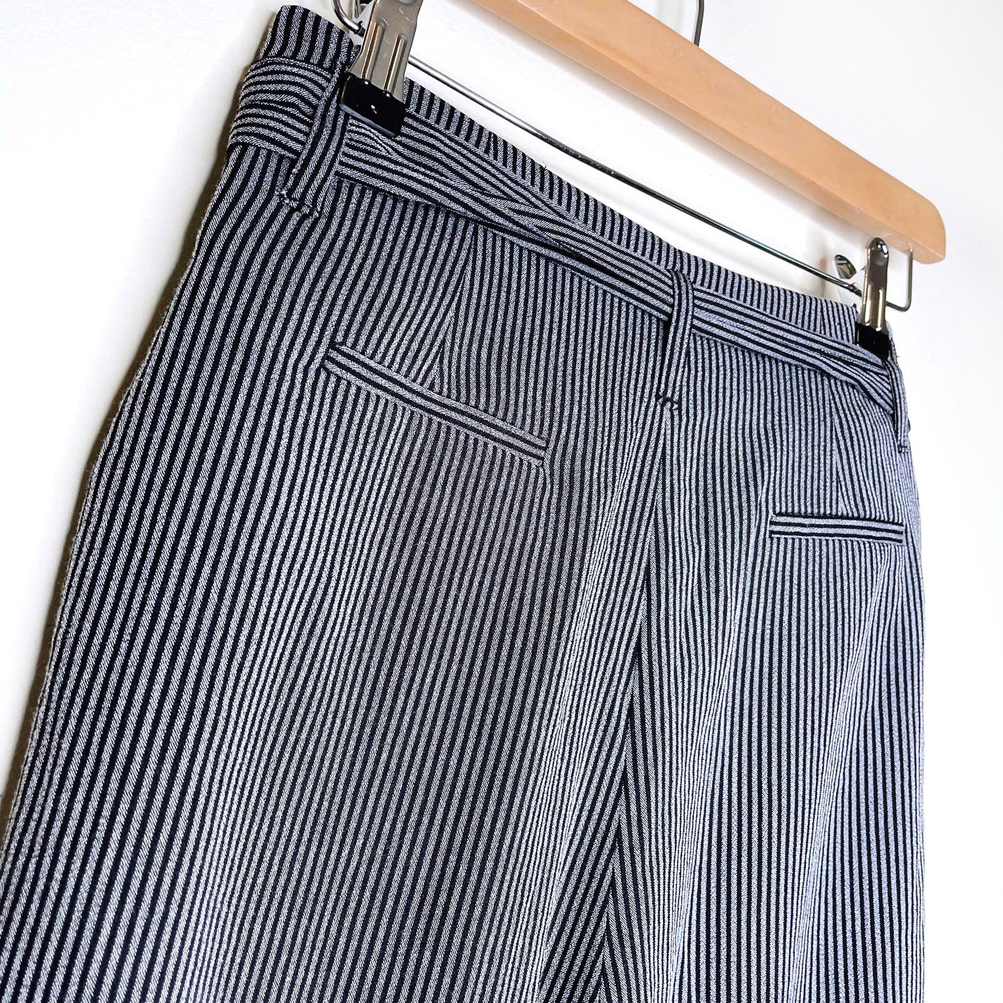 libé workshop striped belted pleated high rise trousers - size small