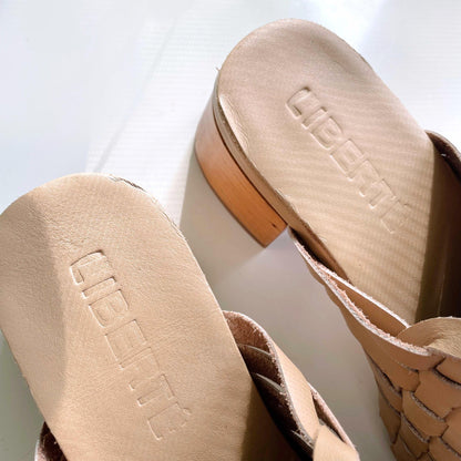 liberté bondi cream woven heeled mule - size 8