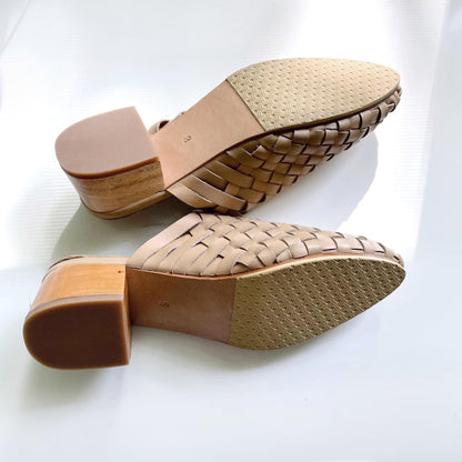 liberté bondi cream woven heeled mule - size 8