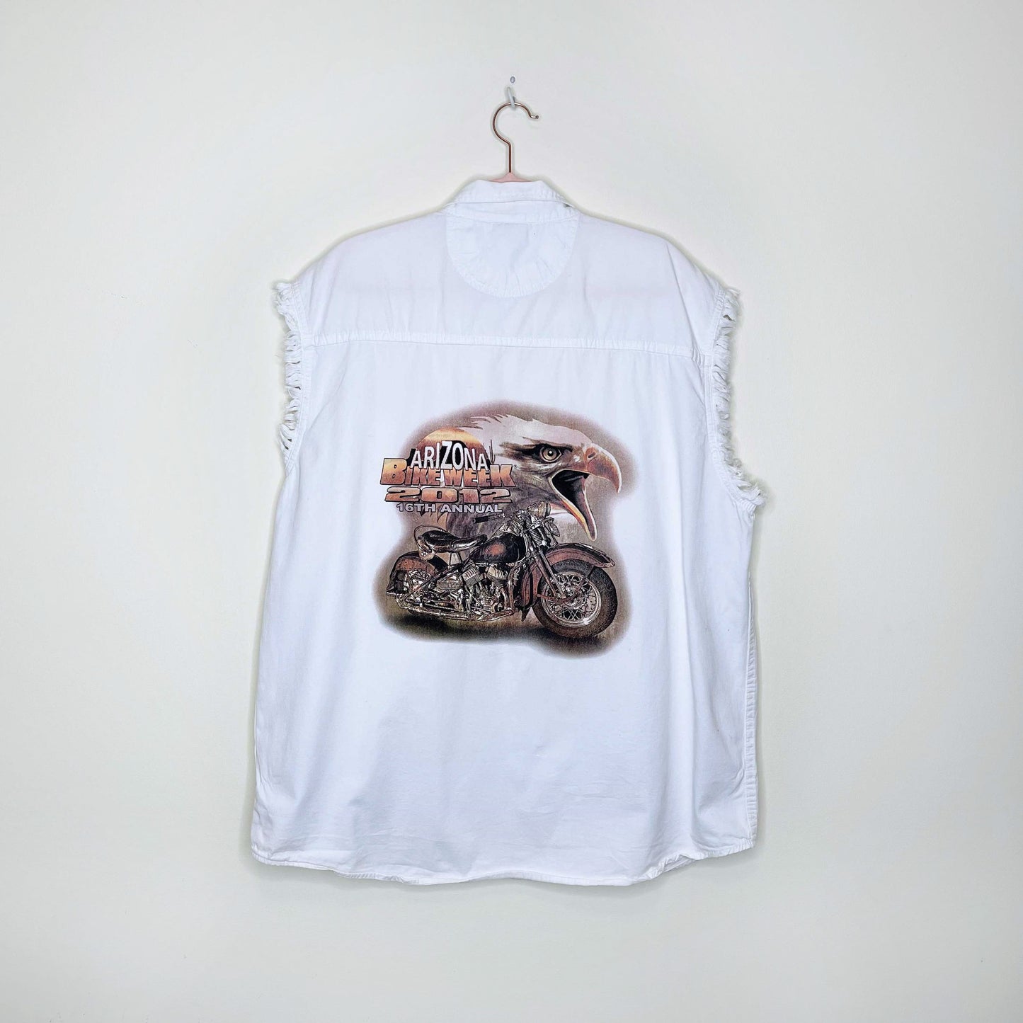 vintage arizona bike week 2012 cut off button down shirt - size large