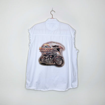 vintage arizona bike week 2012 cut off button down shirt - size large