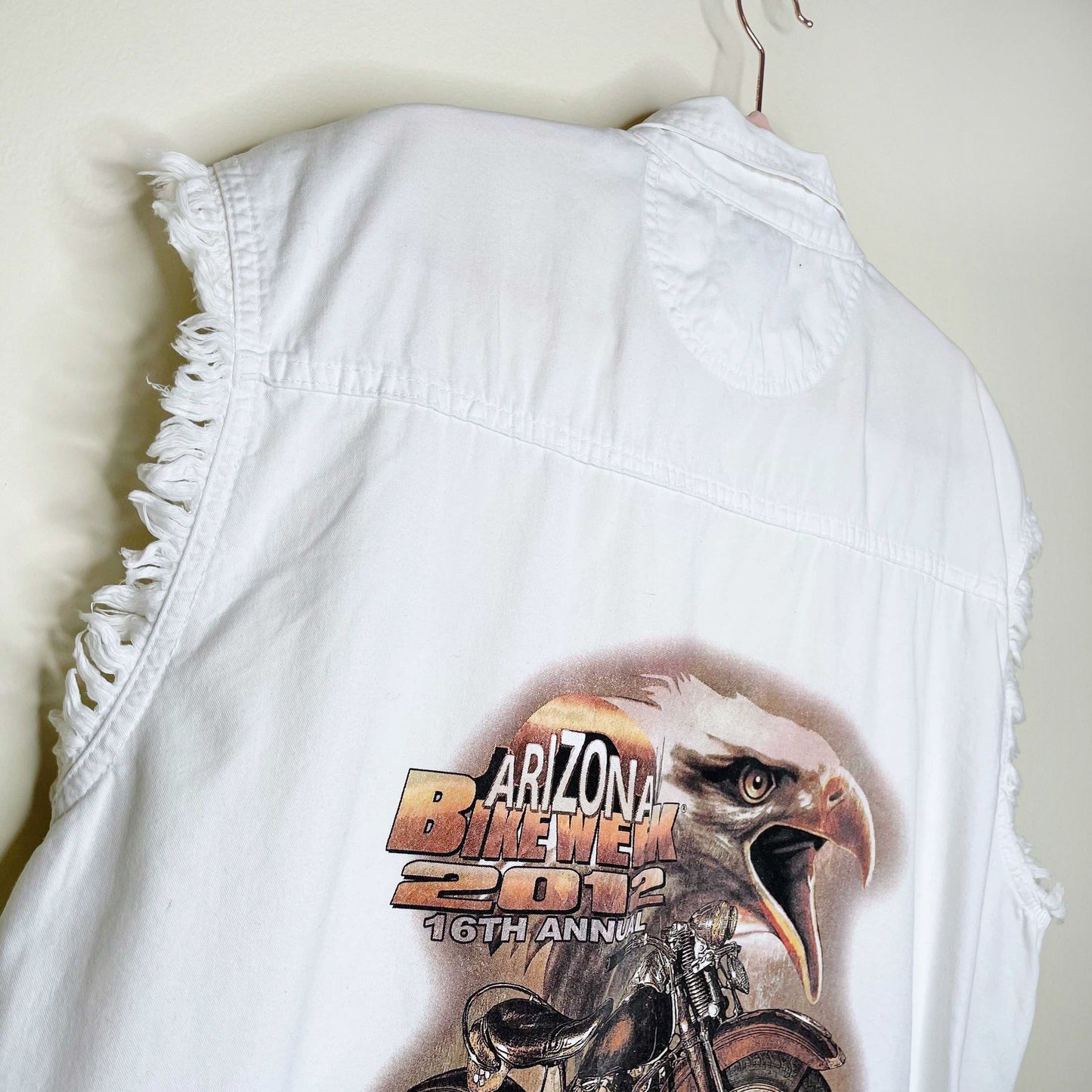 vintage arizona bike week 2012 cut off button down shirt - size large