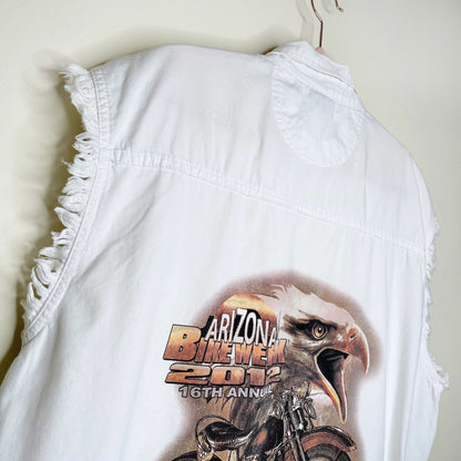 vintage arizona bike week 2012 cut off button down shirt - size large