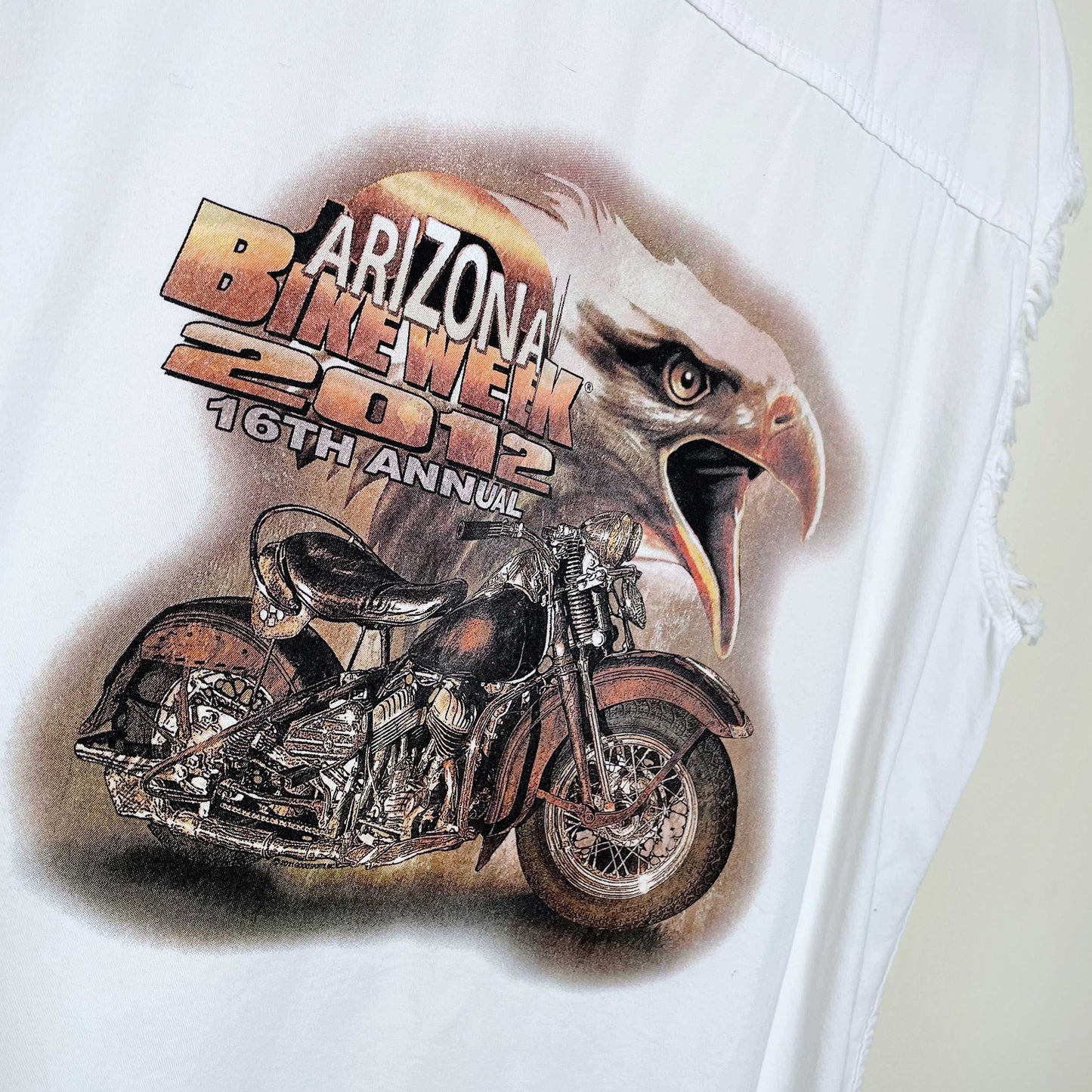 vintage arizona bike week 2012 cut off button down shirt - size large