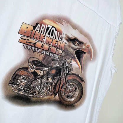 vintage arizona bike week 2012 cut off button down shirt - size large