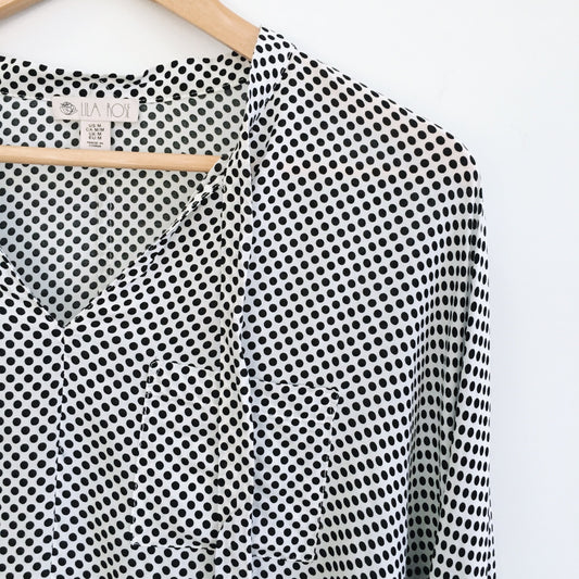 Lila Rose Polka Dot Blouse - size Medium