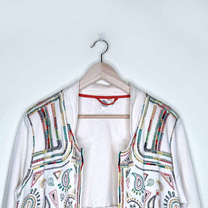 anthropologie lilka boho embroidered peplum jacket - size large