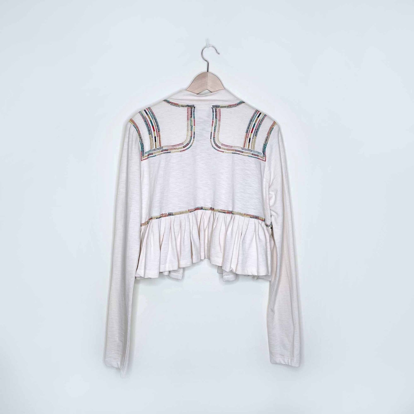 anthropologie lilka boho embroidered peplum jacket - size large