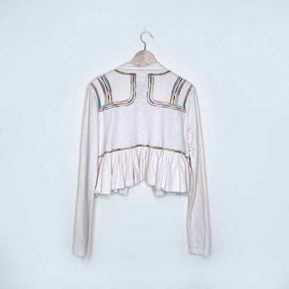 anthropologie lilka boho embroidered peplum jacket - size large