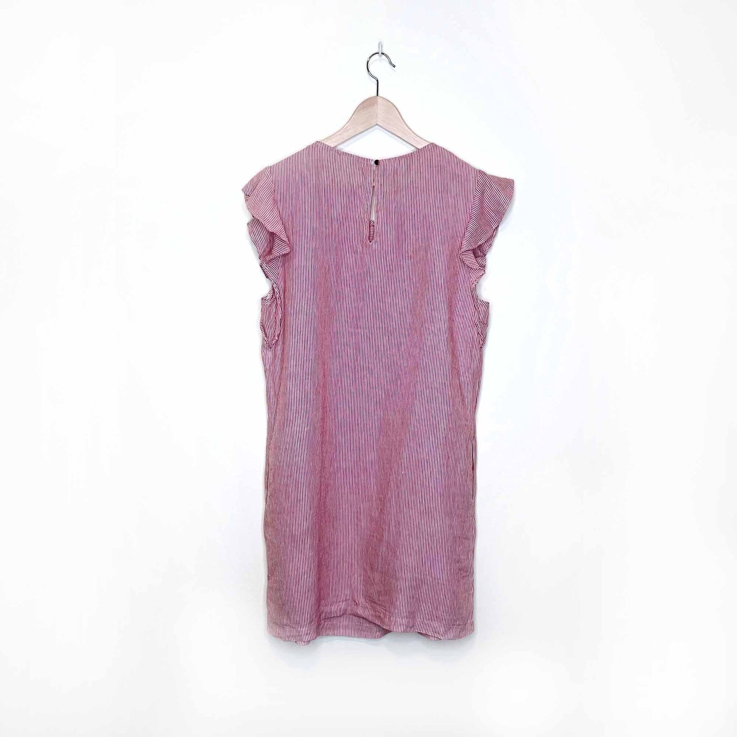 red striped flutter sleeve linen dress - size medium