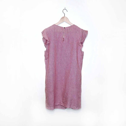 red striped flutter sleeve linen dress - size medium