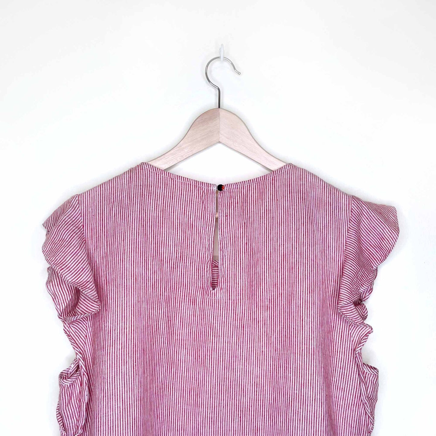 red striped flutter sleeve linen dress - size medium