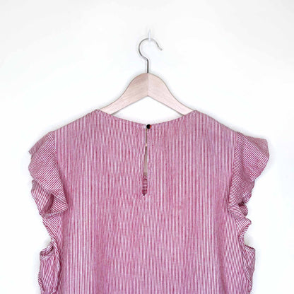 red striped flutter sleeve linen dress - size medium