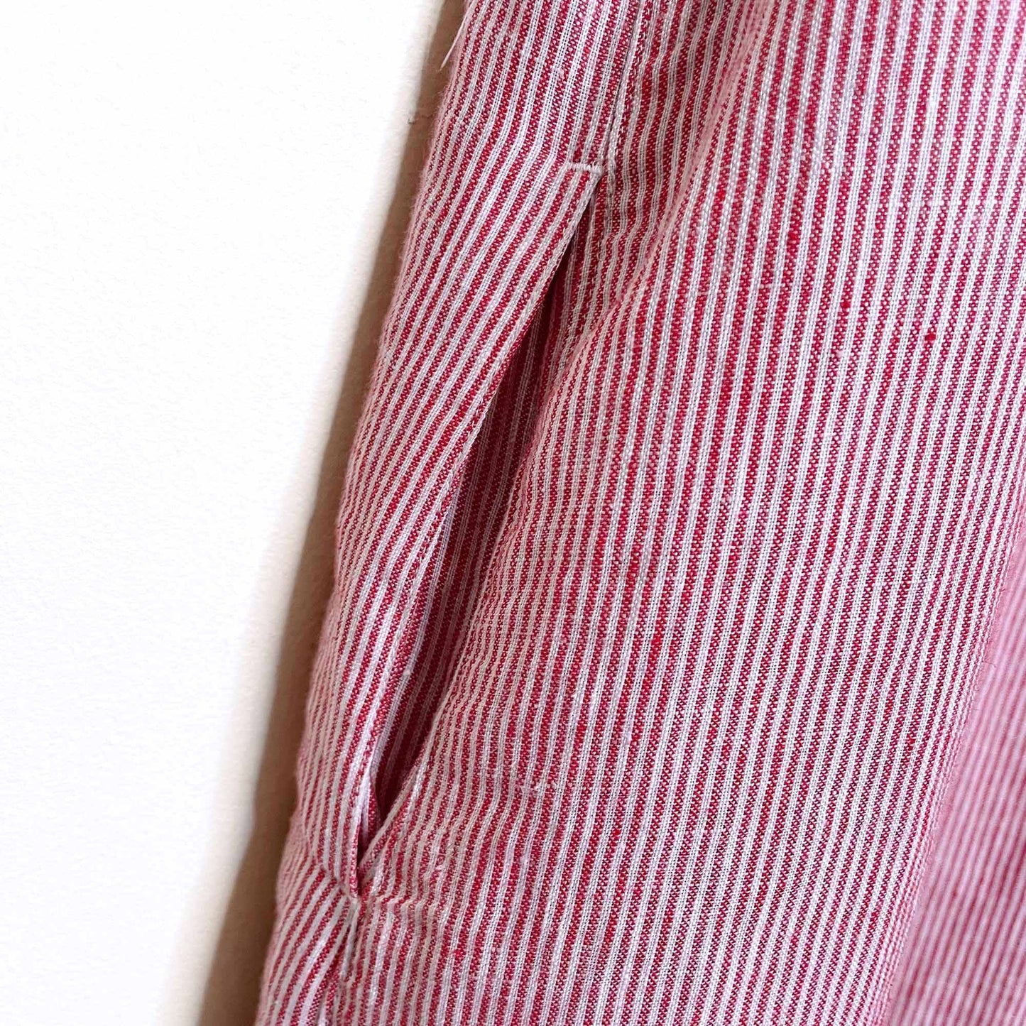 red striped flutter sleeve linen dress - size medium