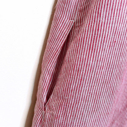 red striped flutter sleeve linen dress - size medium