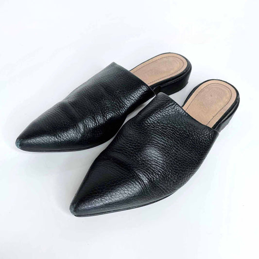 l'intervalle claudia black leather pointed toe slip-on mule - size 38