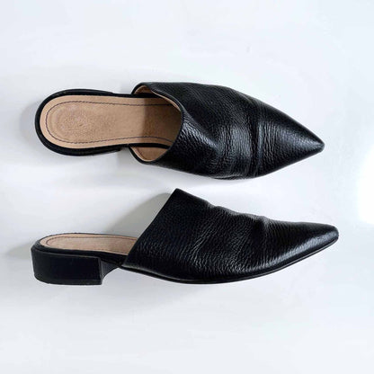 l'intervalle claudia black leather pointed toe slip-on mule - size 38