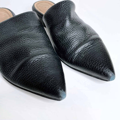 l'intervalle claudia black leather pointed toe slip-on mule - size 38