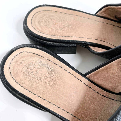 l'intervalle claudia black leather pointed toe slip-on mule - size 38