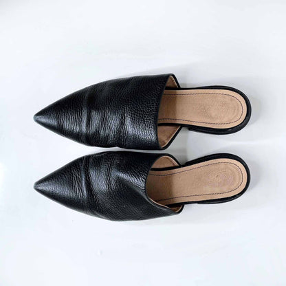 l'intervalle claudia black leather pointed toe slip-on mule - size 38