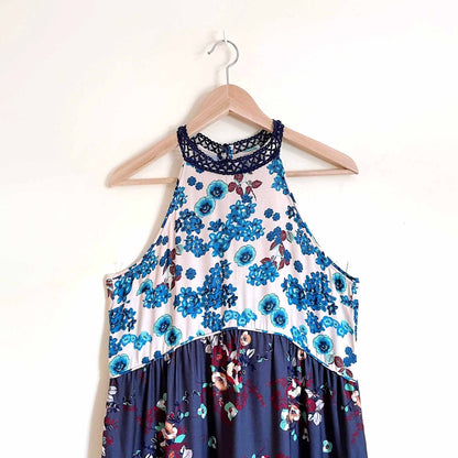Living Doll halter floral maxi dress - size 1