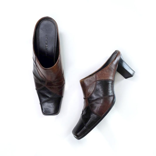 vintage liz claiborne y2k leather patchwork mules - size 7.5