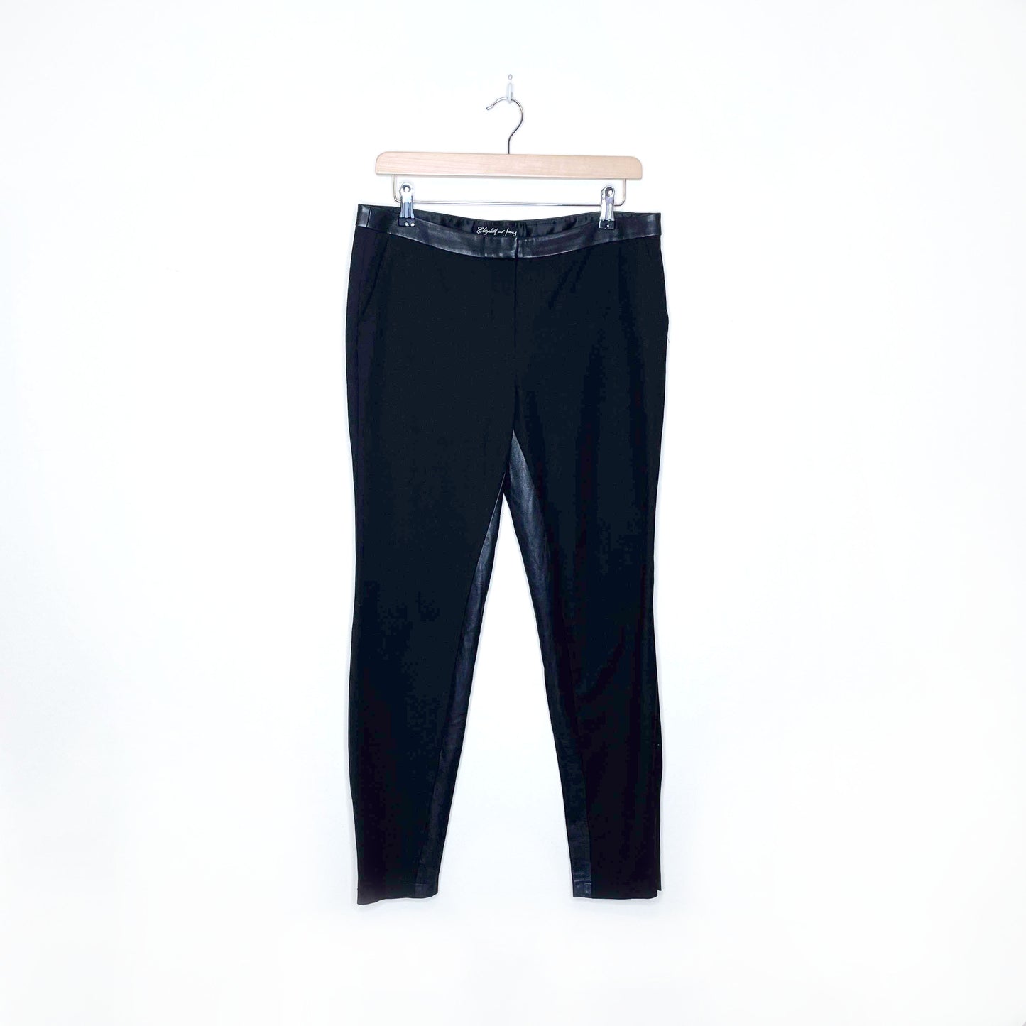 elizabeth and james black leather trim skinny trouser - size 6