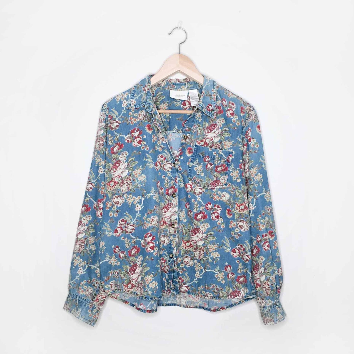 Vintage Liz Claiborne floral denim button down - size Medium