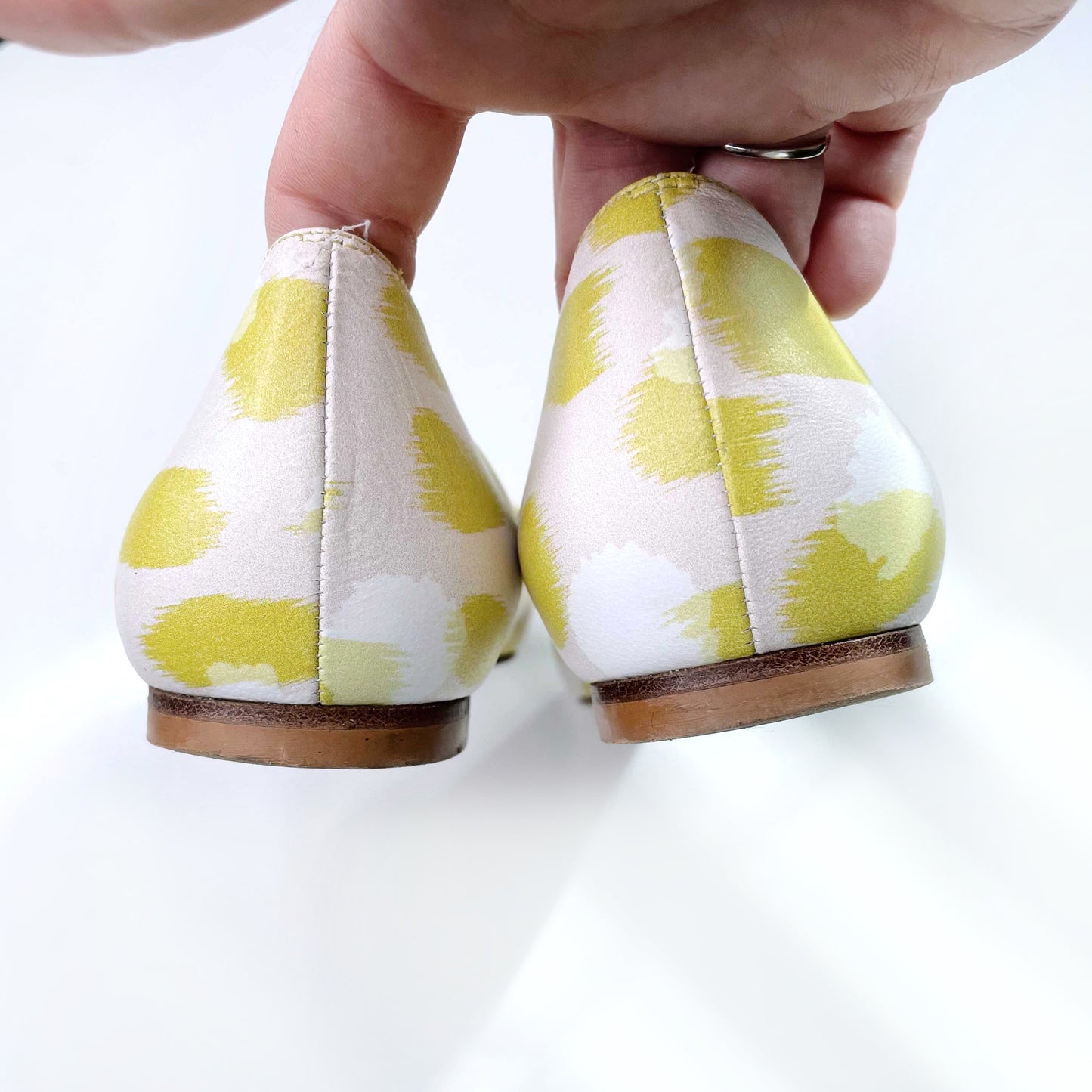 lk bennett lime green leather irani bow flats - size 37