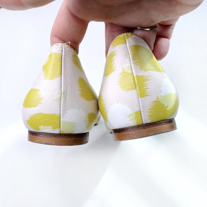 lk bennett lime green leather irani bow flats - size 37