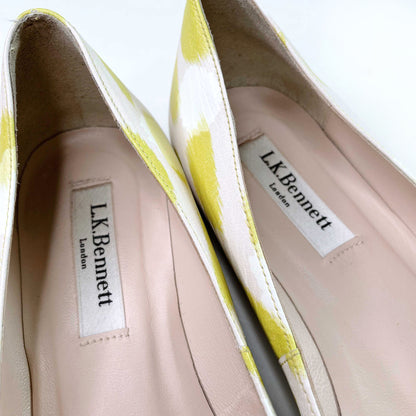 lk bennett lime green leather irani bow flats - size 37
