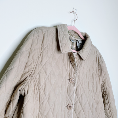 ll bean diamond quilted riding jacket with suede trim - size large