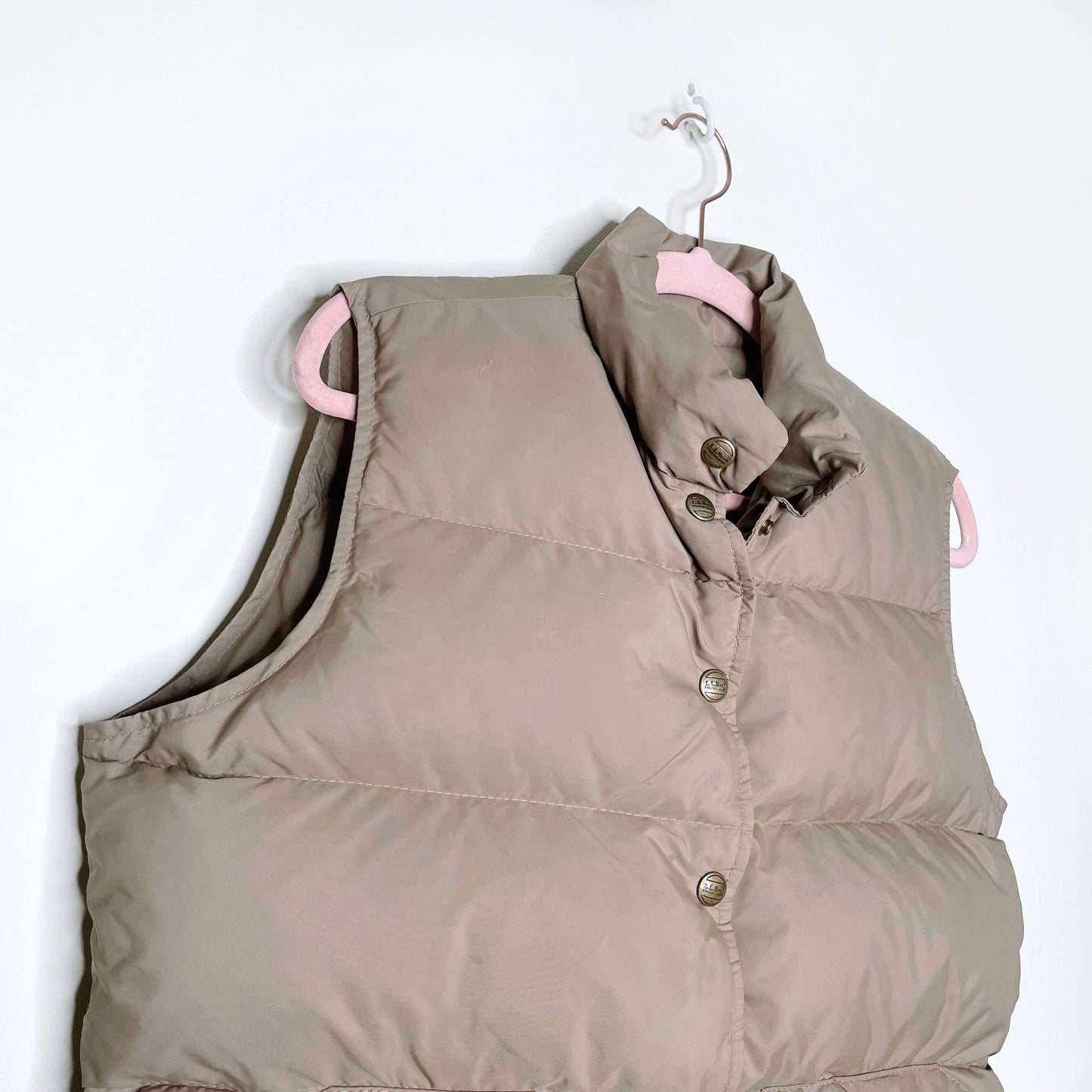vintage 1980's ll bean tan down puffer vest - size medium