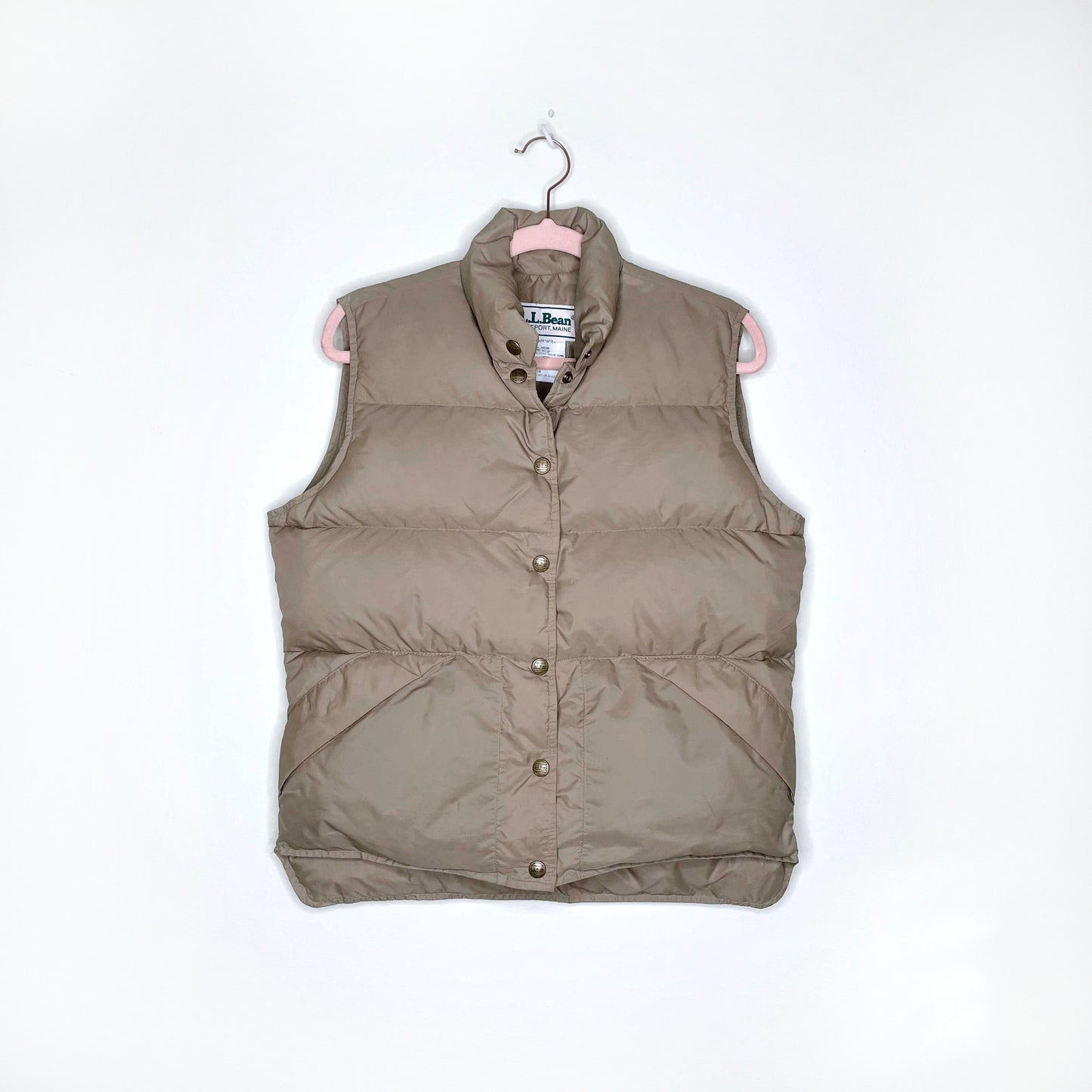 vintage 1980's ll bean tan down puffer vest - size medium
