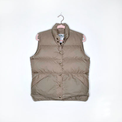 vintage 1980's ll bean tan down puffer vest - size medium