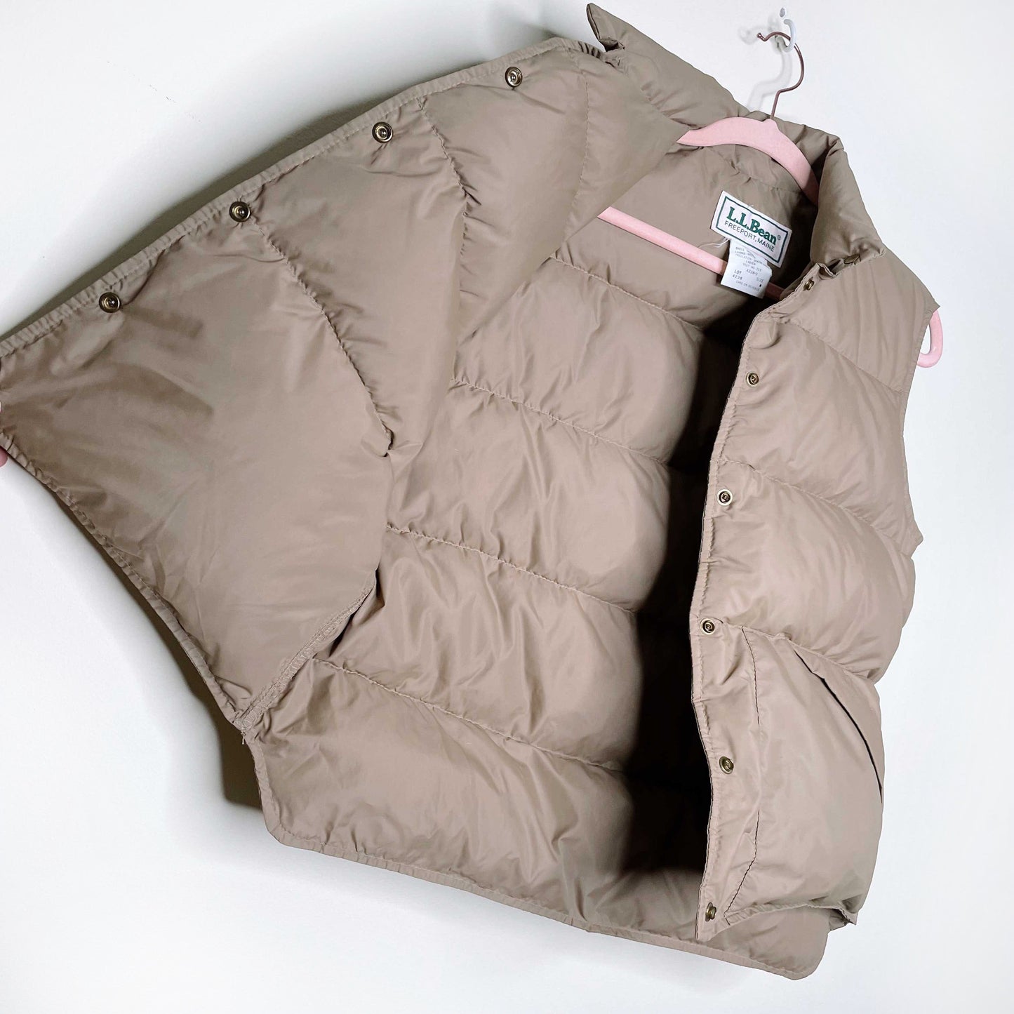 vintage 1980's ll bean tan down puffer vest - size medium